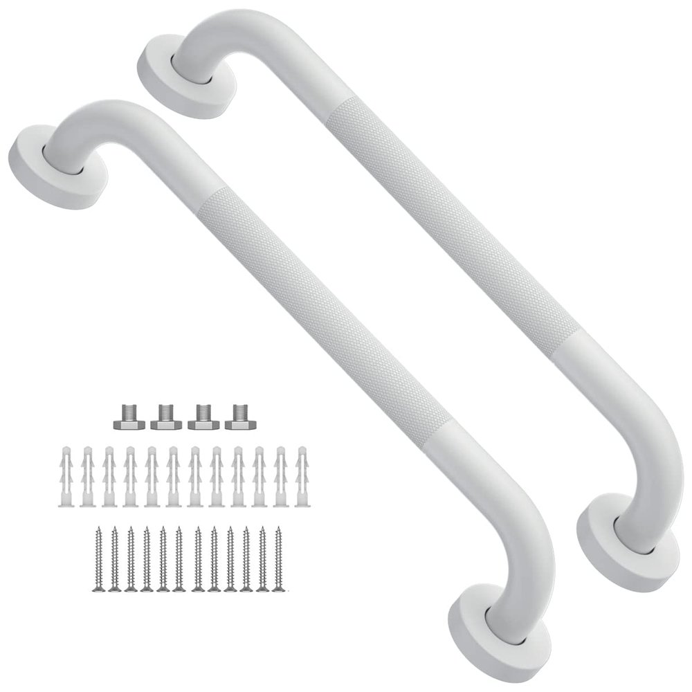 16 Inch Anti Slip Shower Grab Bar Oil Rubbed White, Munzong Bathroom Grab Bar, Knurled Bathroom Balance Bar,Safety Hand Rail Support Handicap Elderly Injury Senior Assist Bath Handle