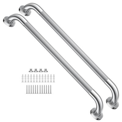 24 Inch Anti Slip Shower Grab Bar 1.25" Diameter, YuanDe 2 Pack Stainless Steel Bath Grab Bar, Knurled Bathroom Safety Rail, Shower Handrail Support, Handicap Elderly Injury Balance Assist Handles
