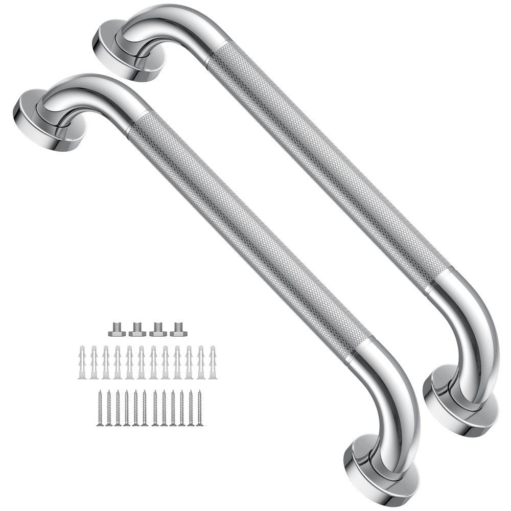 16 Inch Shower Grab Bars for Bathtubs,2 Pack Stainless Steel Bath Grab Bar, Knurled Bathroom Safety Rail, Shower Handrail Support, Handicap Elderly Senior Balance Assist Handles