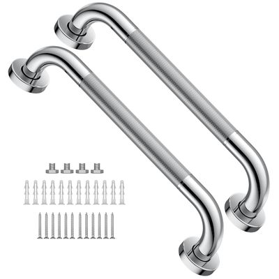2 Pack 16 Inch Anti Slip Shower Grab Bar 1.25" Diameter,Munzong Stainless Steel Bathroom Grab Bar,Knurled Bathroom Balance Bar,Safety Handrail Support,Handicap Injury Elderly Senior Assist Bath Handle