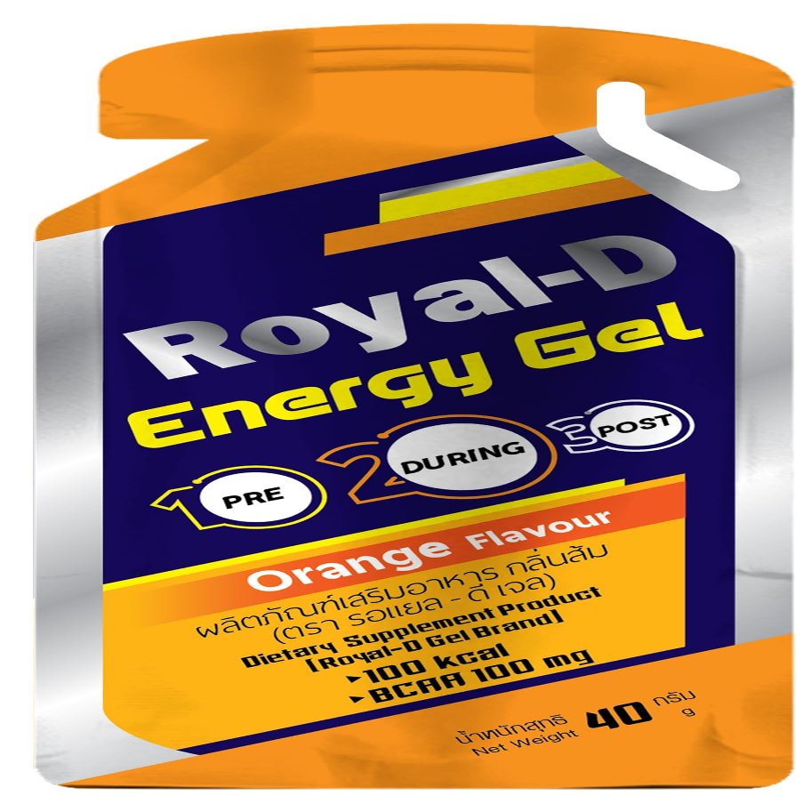 Royal-D Energy Gel with BCAAs  Orange Flavor | Endurance Fuel for Runners, Cyclists, and Fitness | Fast Energy, Easy to Digest | 100 kcal, 1.4 Oz Packet, 20 Count