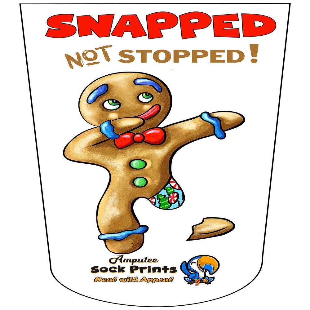 Heal with Appeal Amputee Sock gingerbread man snapped V1 3ply Stump Sock