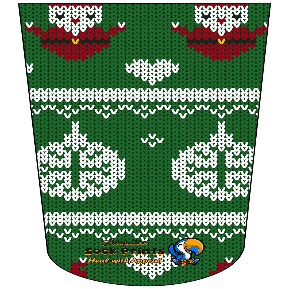 Amputee Sock"Knitted Look Green Santa V1"
