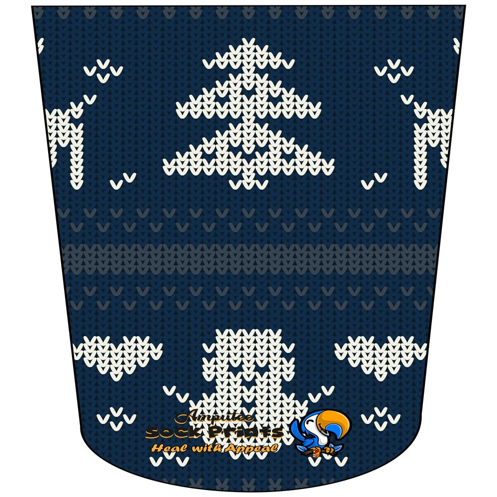 Amputee Sock "Knitted Look Blue Sock Tree V1"