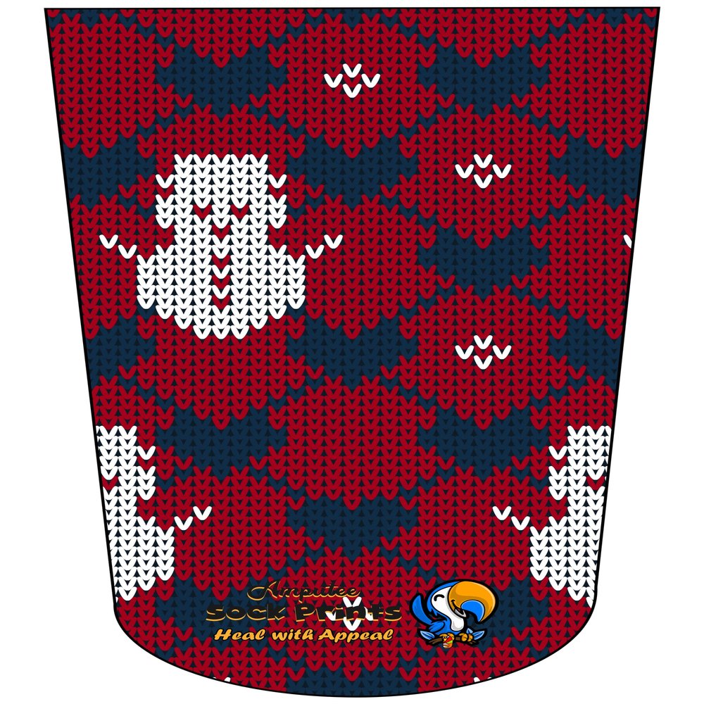 Heal with Appeal Amputee Sock Knitted Look Red Snowman V1