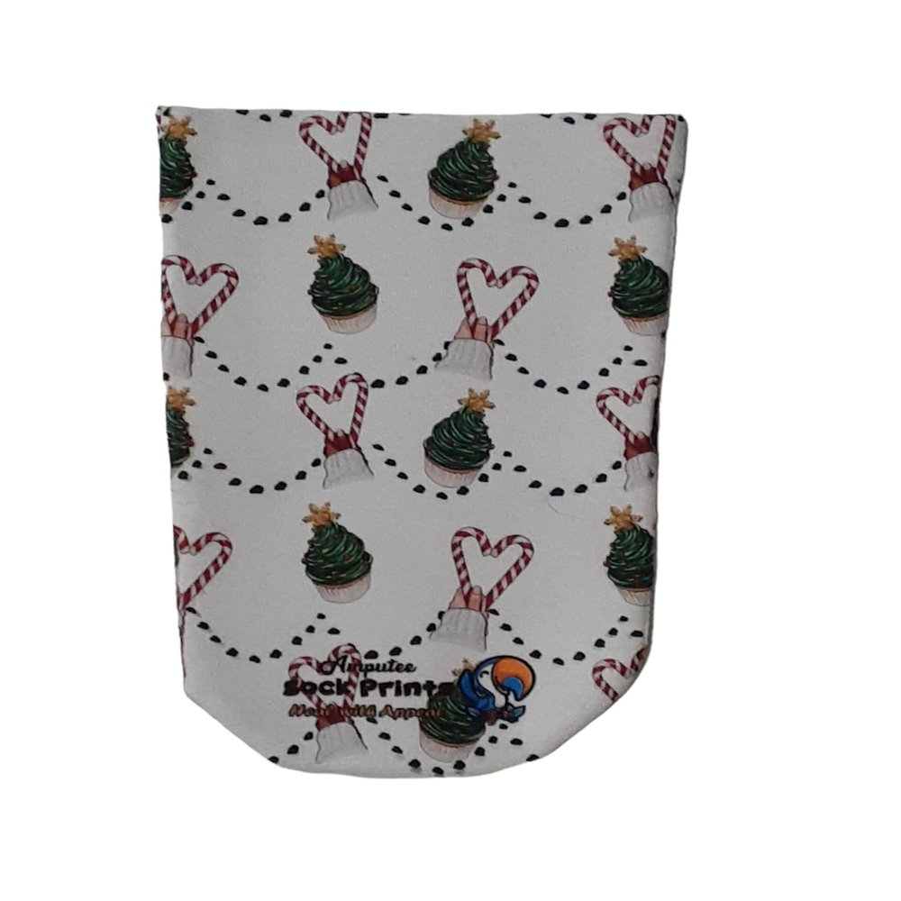 Amputee Sock "Christmas Candy Cane Hearts"