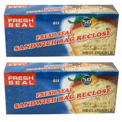 100 Ct Resealable Sandwich Bags Lunch Snack Food Storage Freshness Press Seal
