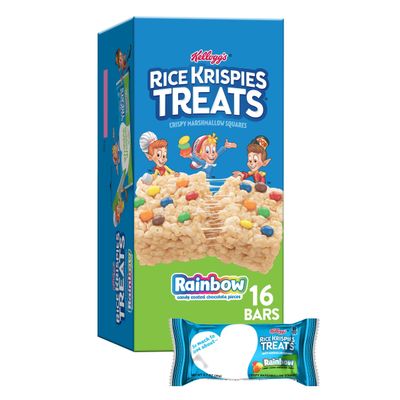 Rice Krispies Treats Marshmallow Snack Bars, Kids Snacks, Value Pack, Rainbow, 11.2oz Box (16 Bars)