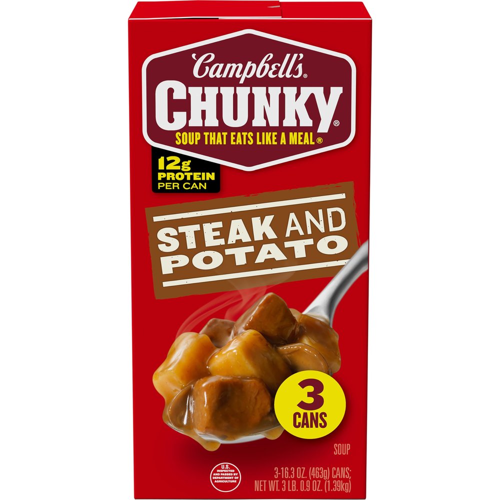 Campbells Chunky Soup, Steak and Potato Soup, 16.3 oz Can (Pack of 3)