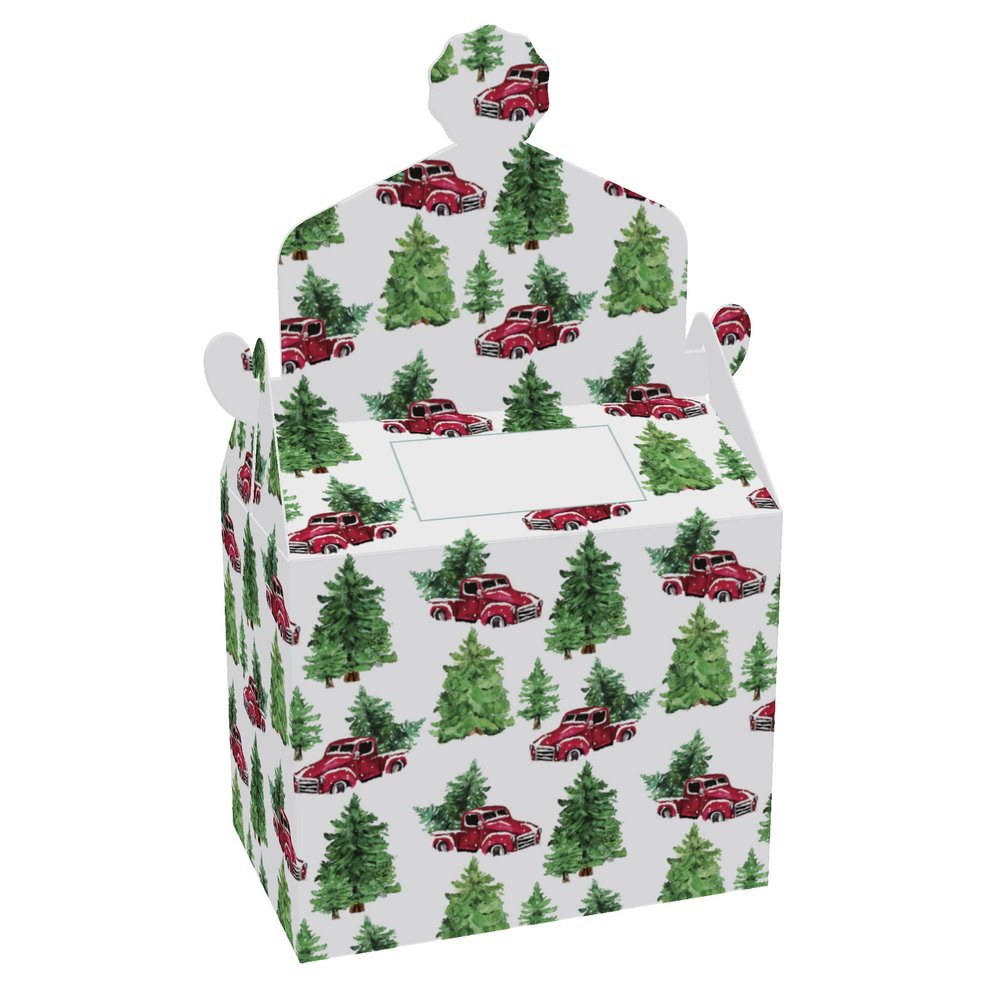 Red Truck Gable Boxes - Goodie Treat Party Favor Boxes - Set of 10