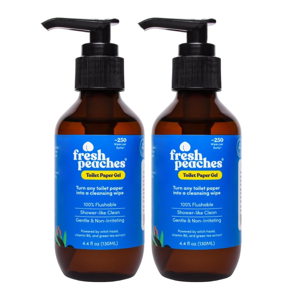 Fresh Peaches Toilet Paper Gel, Wet Wipe Alternative  Flush-Safe, A Cleaner Way to Wipe  Toilet Paper Spray  (4.4 Oz (2 Pack))