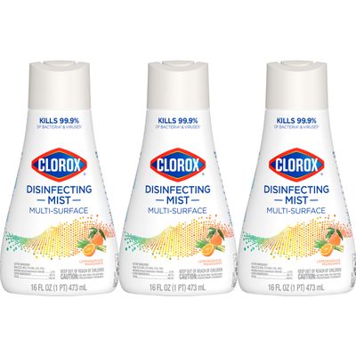 Clorox Disinfecting Mist, Lemongrass Mandarin, Household Essentials, 3 Refills, 16 Fl Oz Each