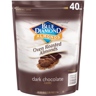 Blue Diamond Almonds, Dark Chocolate Almond Snack Nuts, 40oz Bag (Pack of 1)
