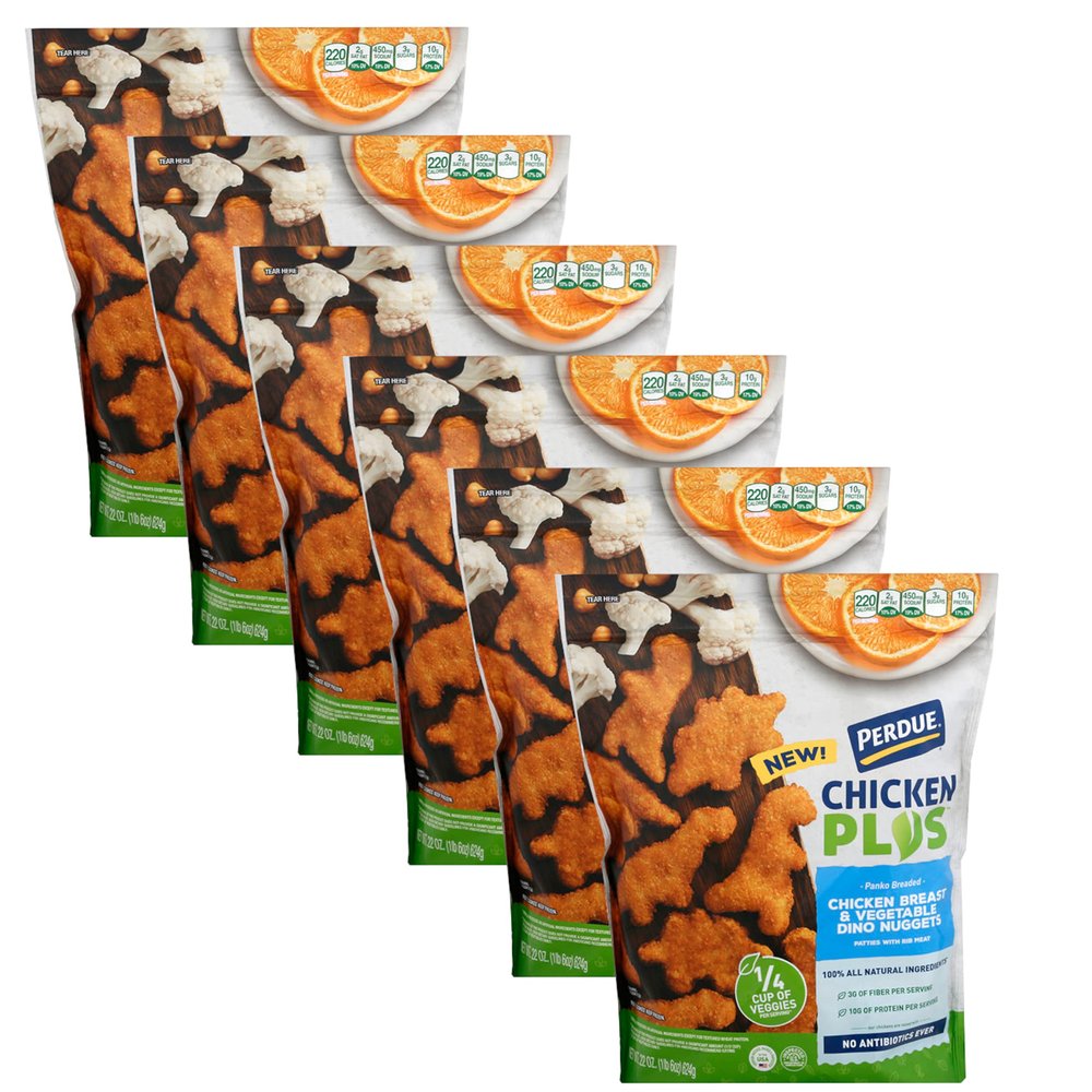 Chicken Breast and vegetables Nuggets - Good Source of Protein - No Antibiotics Ever - All Natural Ingredients - Ready Set Gourmet Donate a Meal Program - 6 Pack (22.2 oz Each)