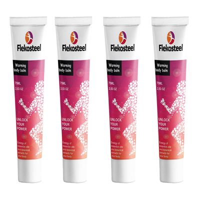 4 x 75 ml Flekosteel Warming Body Balm