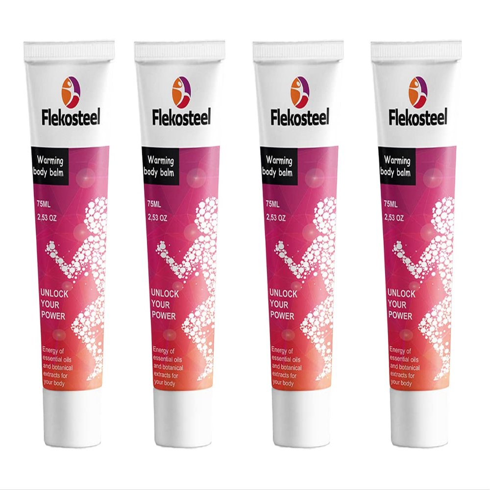 4 x 75 ml Flekosteel Warming Body Balm
