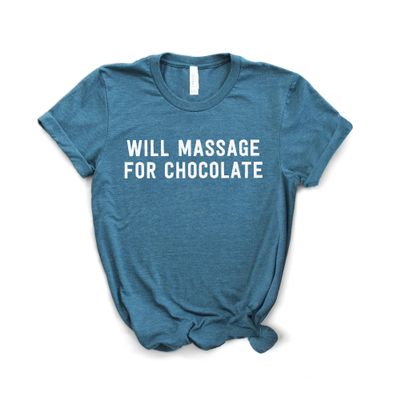 Massage Therapist Shirt, Will Massage for Chocolate Tee, Muscle Whisperer Gift, Therapy, Bella Canvas Soft-Feel Tee