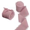 Set of 2 Rolls, Handmade Fringe Chiffon Silk-Like Ribbon 1.5" x 7Yd Pink Ribbons for Wedding Invitations, Bouquets, Gift Wrapping (Color : 03) view 1