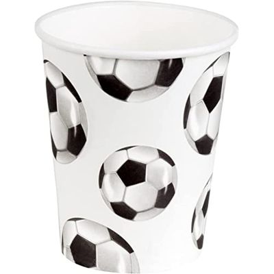 Boland 62521 - Football Party Cups - Pack of 10 - 210ml - Eco-Friendly Party Tableware - 100% Paper - Birthday