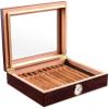 HongLianRiven Cigar Box Humidor Cigar Humidifier, Handmade Wooden Cigar Box Desktop Humidifier with Hygrometer Can Hold 20-25 Cigars (Color : A) view 1