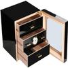 HongLianRiven Cigar Box Humidor Desktop Cigar Humidor Tempered Glasstop with Front Mounted Hygrometer and Humidifier,Storage Box (Color : Black) view 1