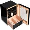 HongLianRiven Cigar Box Humidor Desktop Cigar Humidor Tempered Glasstop with Front Mounted Hygrometer and Humidifier,Storage Box (Color : Black) view 2
