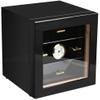 HongLianRiven Cigar Box Humidor Desktop Cigar Humidor Tempered Glasstop with Front Mounted Hygrometer and Humidifier,Storage Box (Color : Black) view 3