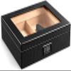 HongLianRiven Cigar Box Humidor Cigar Box Set Carbon Fiber Front Digital Hygrometer and Humidifier Cedar Wood Lining Suitable for Beginner Men (Color: Black) (Color : Black) view 2