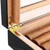 HongLianRiven Cigar Box Humidor Cigar Box Set Carbon Fiber Front Digital Hygrometer and Humidifier Cedar Wood Lining Suitable for Beginner Men (Color: Black) (Color : Black) view 4