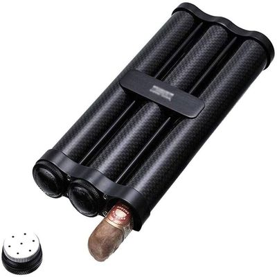 HongLianRiven Cigar Box Humidor Single Cigar Humidor Portable Cigar Moisturizing Tube Travel Cigar Set Carbon Fiber Material Cigar Box