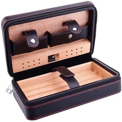 HongLianRiven Cigar Box Humidor Cigar Humidor, Leather Cigar Box Portable Travel Cigar Humidor Holds 5 Cigars