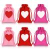 24 Pcs Valentine Heart Burlap Bags 4 x 5. 5 Inches Drawstring Linen Present Pouch Mini Wedding Favor Bags with Drawstring for Wedding Bridal Shower Valentine Gift view 1