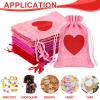 24 Pcs Valentine Heart Burlap Bags 4 x 5. 5 Inches Drawstring Linen Present Pouch Mini Wedding Favor Bags with Drawstring for Wedding Bridal Shower Valentine Gift view 3