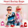 24 Pcs Valentine Heart Burlap Bags 4 x 5. 5 Inches Drawstring Linen Present Pouch Mini Wedding Favor Bags with Drawstring for Wedding Bridal Shower Valentine Gift view 4