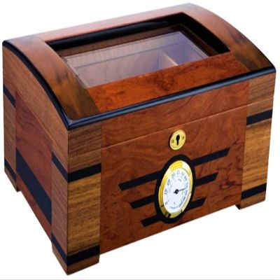 HongLianRiven Cigar Box Humidor Humidors See-Through Cigar Large-Capacity Portable Cigar Box Double-Layer Wake-up Box Window with Lock (Color : Brown, Size : 352415cm)