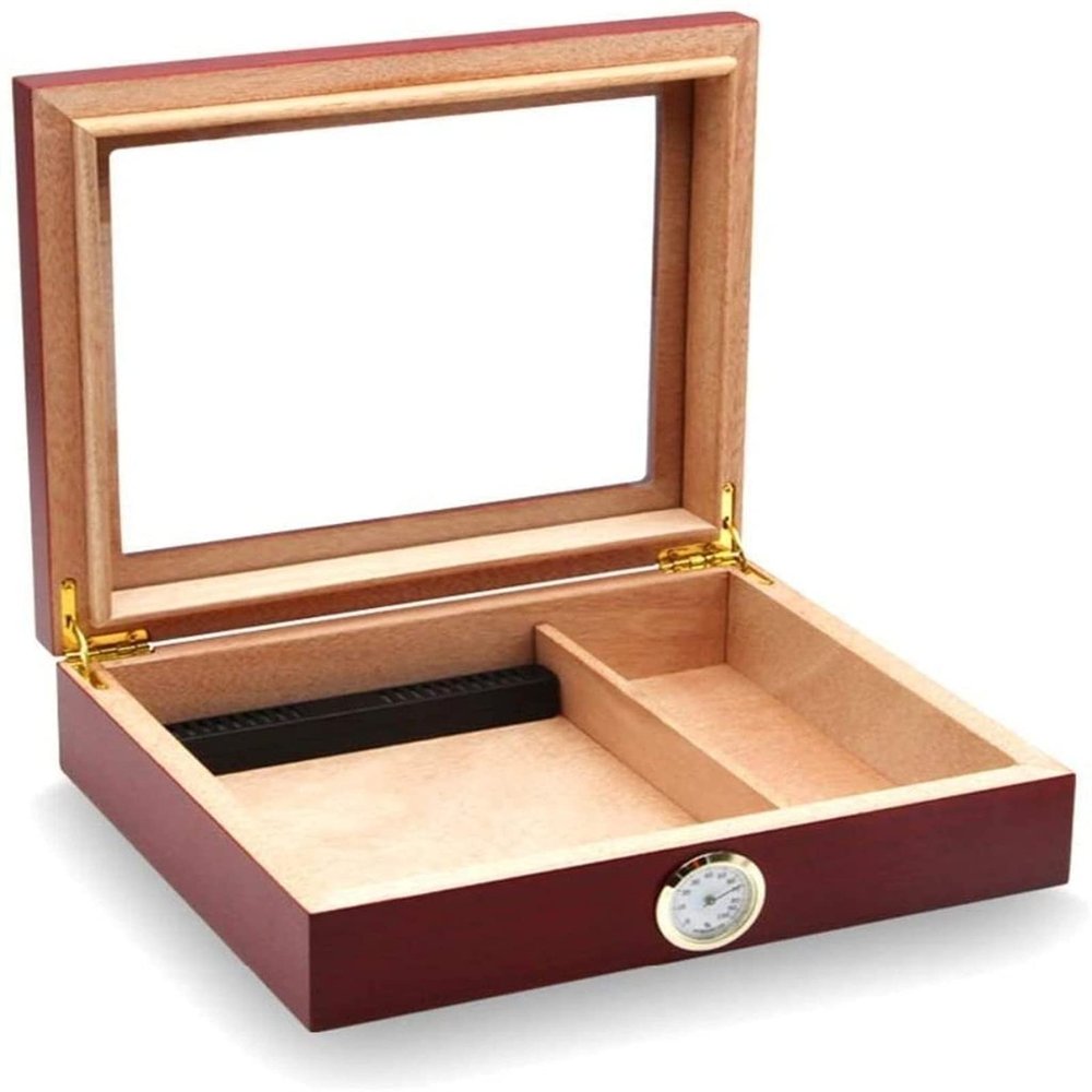 HongLianRiven Cigar Box Humidor Cigar Humidifier Travel Cedar Tabletop Cigar Humidifier with Thermometer and Humidifier for Cigar Lovers (Color : Brown)