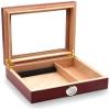 HongLianRiven Cigar Box Humidor Cigar Humidifier Travel Cedar Tabletop Cigar Humidifier with Thermometer and Humidifier for Cigar Lovers (Color : Brown) view 1