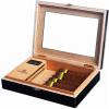 HongLianRiven Cigar Box Humidor Cedar Wood Cigar Humidor, Desktop Cigar Display Box with Display Window (Color : Black) view 1