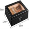 HongLianRiven Cigar Box Humidor Cigar Humidor Carbon Fiber Handmade Cedar Wood/Front Digital Hygrometer/Humidifier/Glass Top/Holds 20-25 Cigars (Color : Black) view 3