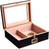 HongLianRiven Cigar Box Humidor Cigar Humidor, Cigar Box with Front Hygrometer and Humidifier, with Security Lock (Color : Black) view 1