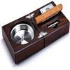 HongLianRiven Cigar Box Humidor Cigar Ashtray, Compact Cigar Box, Cigar Set with Cigar Cutter and Cigar Punch (Color : Brown) view 3