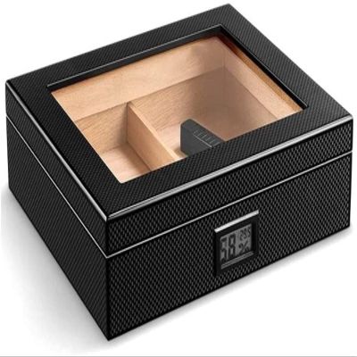 HongLianRiven Cigar Box Humidor Cigars Cigar Humidor, Cigar Humidifier with Front Hygrometer and Humidifier (Color : Black)
