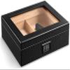 HongLianRiven Cigar Box Humidor Cigars Cigar Humidor, Cigar Humidifier with Front Hygrometer and Humidifier (Color : Black) view 1