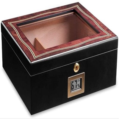 HongLianRiven Cigar Box Humidor Gloss Cigar Humidor Cigar Box for 35 Cigars,Desktop Humidors with Luxury Hygrometer and Humidifier