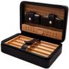 HongLianRiven Cigar Box Humidor Travel Cigar Box, Leather Cigar Box (with Humidifier and Cigar Cutter) (Color : Black) view 1