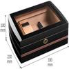 HongLianRiven Cigar Box Humidor Cedar Wood Cigar Box, Large Capacity Cigars Box, with Safety Lock (Color : Black) view 3