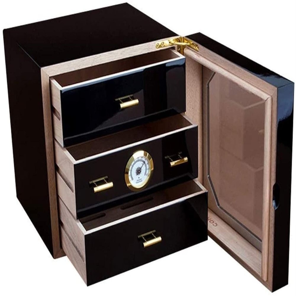 HongLianRiven Cigar Box Humidor Cigars Cigar Humidor,Desktop Cedar Wood Lined Cigar Box