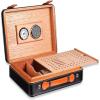 HongLianRiven Cigar Box Humidor Portable Travel Cigars Box,Cigar Humidor,Cedar Cigar Box with Hygrometer and Humidifier (Color : Black) view 1