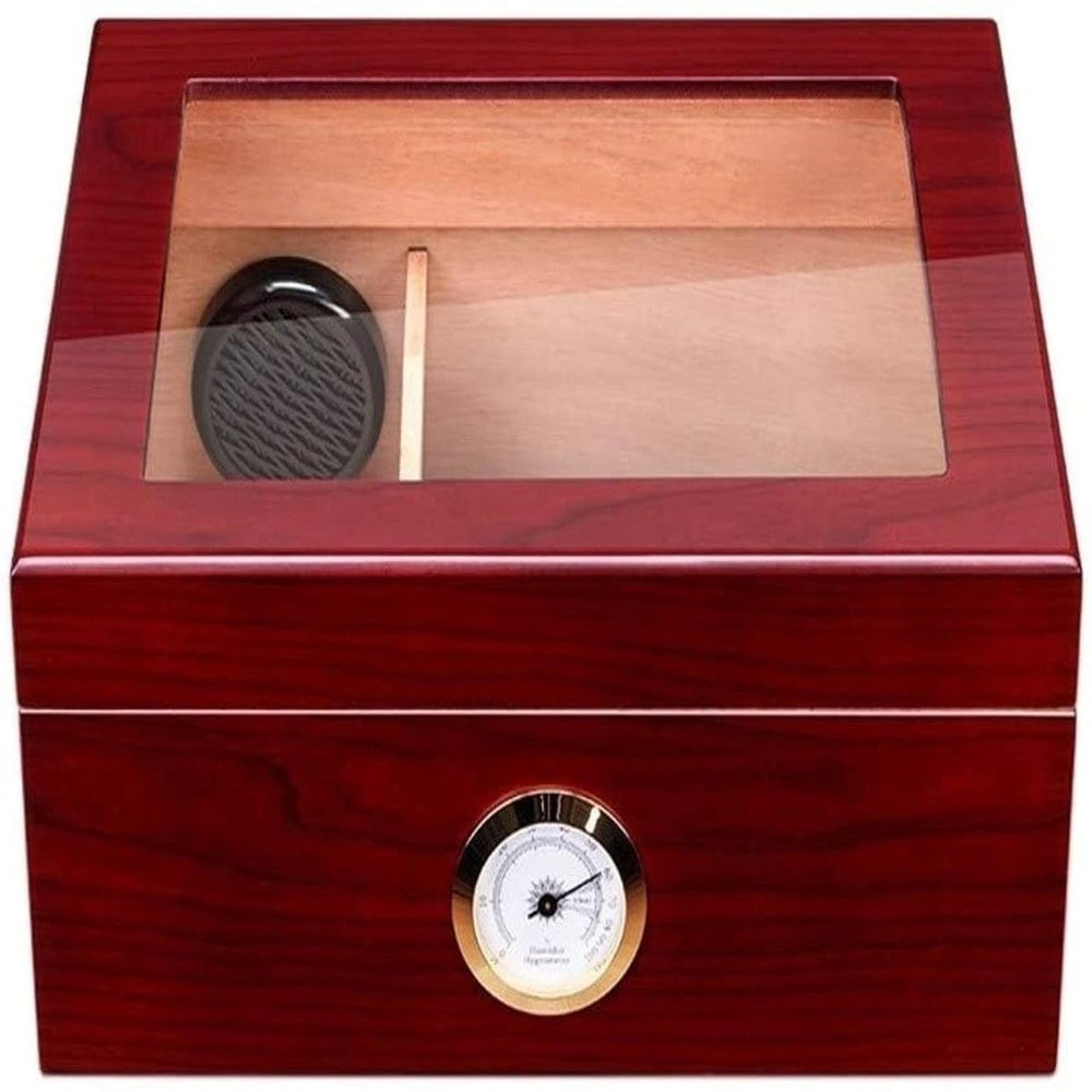 HongLianRiven Cigar Box Humidor Large Capacity Cigar Box, Cigar Humidor, Cigar Box with Hygrometer and Humidifier (Color : Brown)