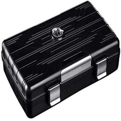 HongLianRiven Cigar Box Humidor 10 Cigar Desktop Humidor Cigar Box + Hygrometer (Color : Black)